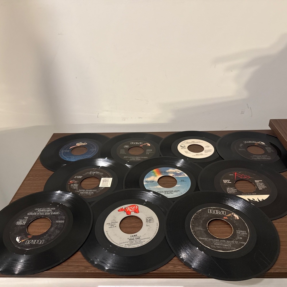 Lot of 10 45 RPM 80s Pop Rock Vinyl Culture Club Hall Oates Diana Ross Asia